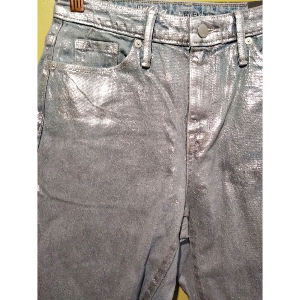 Silver High-Rise Mom Denim/Jean